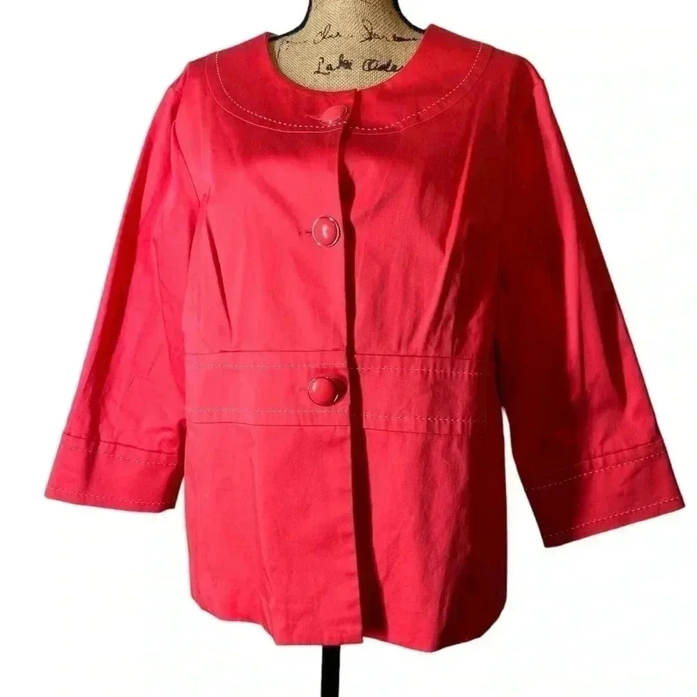 Jaclyn Smith Pink Blazer 3/4 Sleeve Scoop Neck Casual Size Extra Large